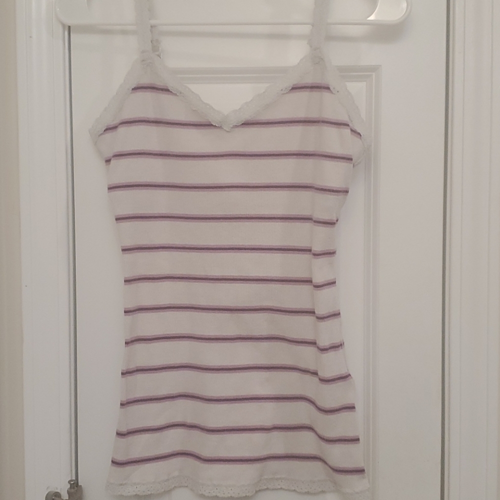 Aeropostale Purple Stripped Tank Top L